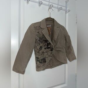 Da-Nang Y2K Surplus Women Asian Inspired Embroidery Military Cargo Button Blazer